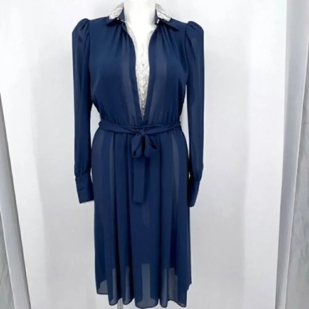 Vintage Benee by Lori Ann Vintage dress MFG Canada blue long sleeve Large BoxD - Picture 6 of 6